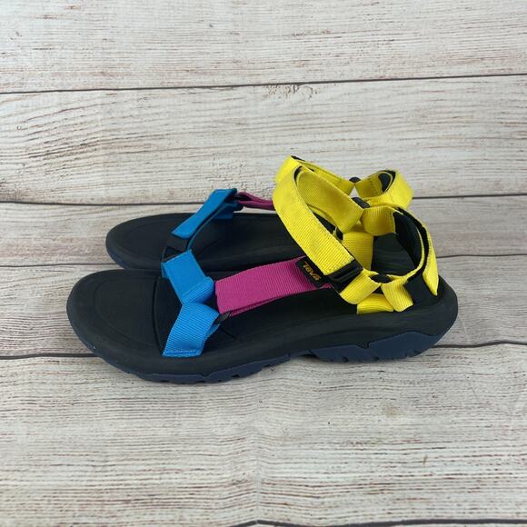 Teva Hurricane XLT2 Womens Sz 8 Hiking Sandals Black Blue Yellow Pink - Picture 6 of 9